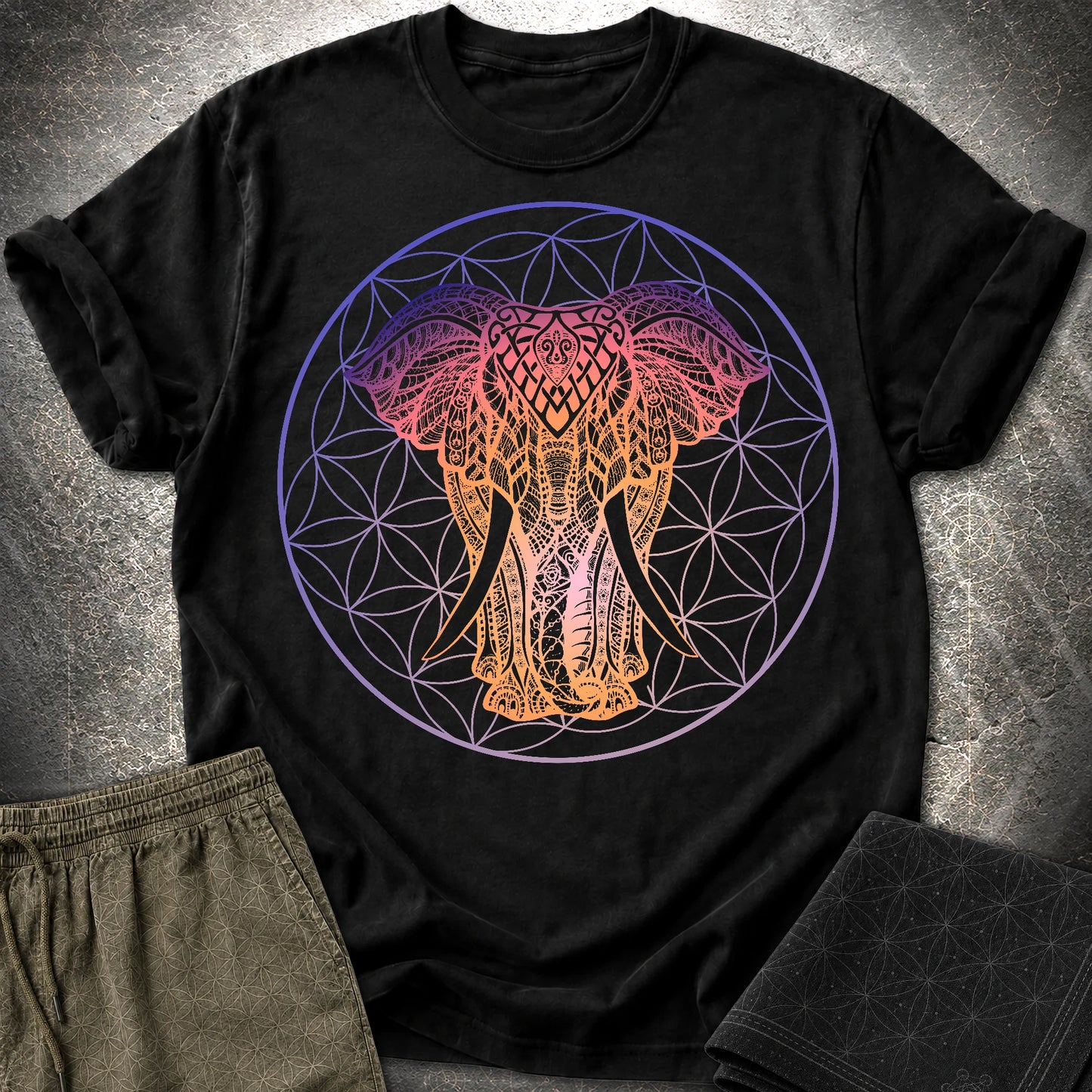 Ganesha Flower Of Life T-Shirt - Ganesha Flower Of Life T-Shirt - Black