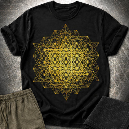 64 Tetrahedron Metatron Grid - 64 Tetrahedron Metatron Grid T-Shirt - Black