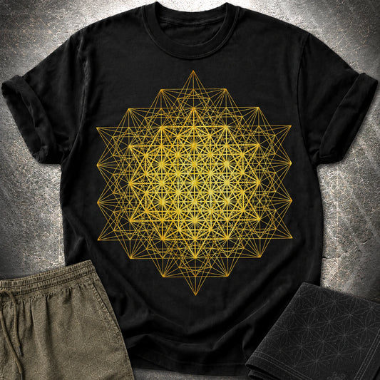 64 Tetrahedron Metatron Grid - 64 Tetrahedron Metatron Grid T-Shirt - Black