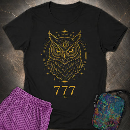 777 Mystic Owl Womens T-Shirt - 777 Mystic Owl Womens T-Shirt - Black