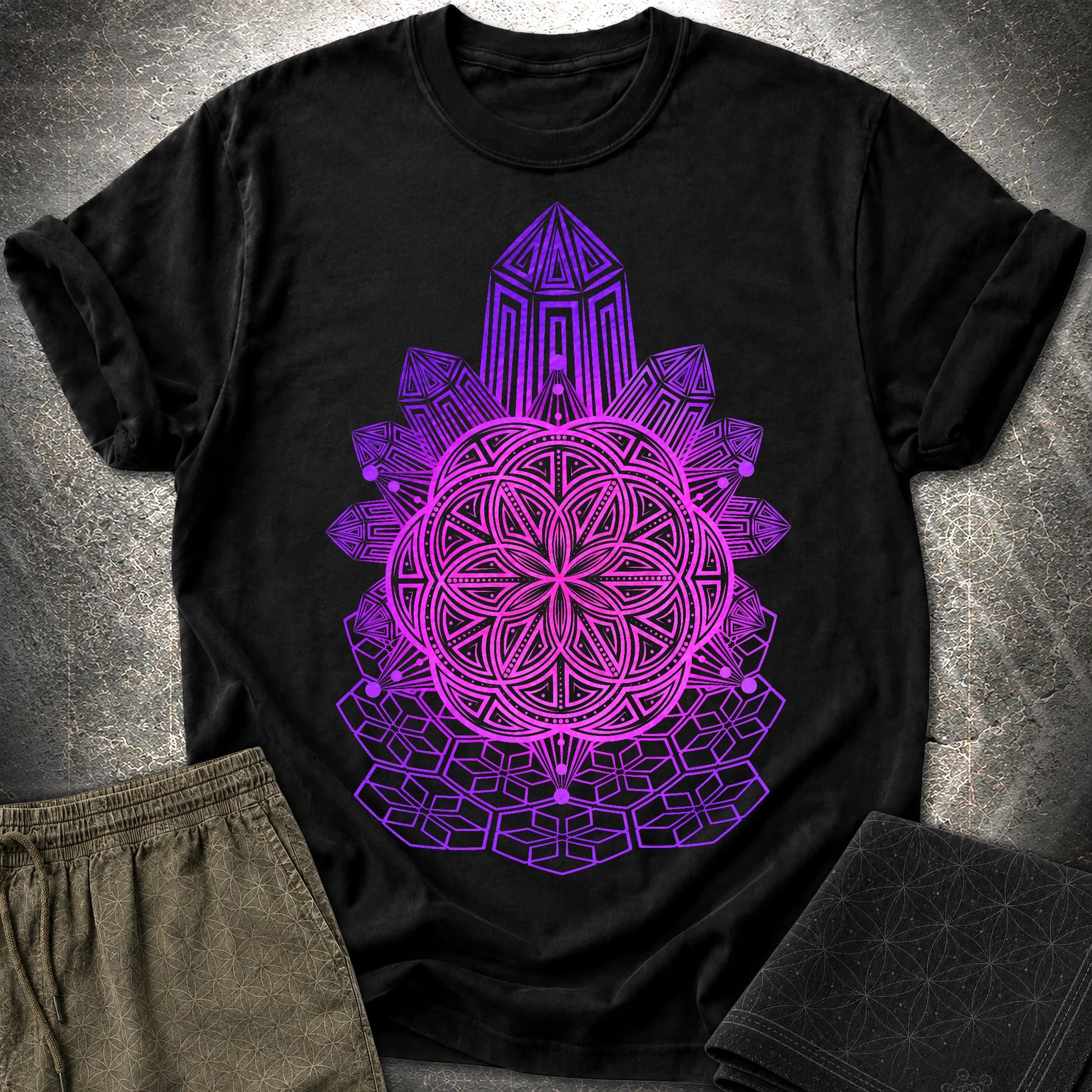 Crystal Seed Sacred Geometry T-Shirt - Crystal Seed Sacred Geometry T-Shirt - Black
