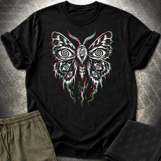 Hypnotic Eye Moth T-Shirt, Psychedelic Glitch Moth Shirt, Surreal Occult Graphic Tee - Hypnotic Eye Moth T-Shirt, Psychedelic Glitch Moth Shirt, Surreal Occult Graphic Tee - Black