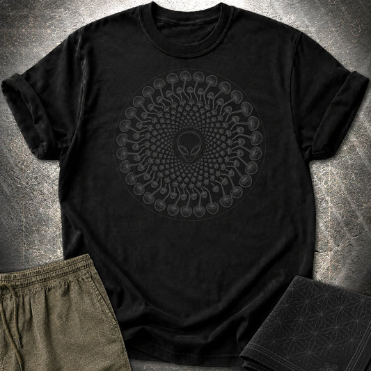 Alien Mushroom Spiral T-Shirt - Alien Mushroom Spiral T-Shirt - Black