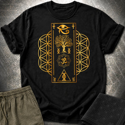 Flower Of Life Horus Egypt T-Shirt - Flower Of Life Horus Egypt T-Shirt - Black