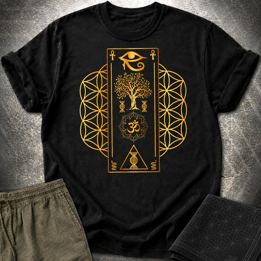 Flower Of Life Horus Egypt T-Shirt - Flower Of Life Horus Egypt T-Shirt - Black