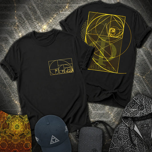 Golden Ratio Spirals 2 Sided T-Shirt - Golden Ratio Spirals 2 Sided T-Shirt - Black