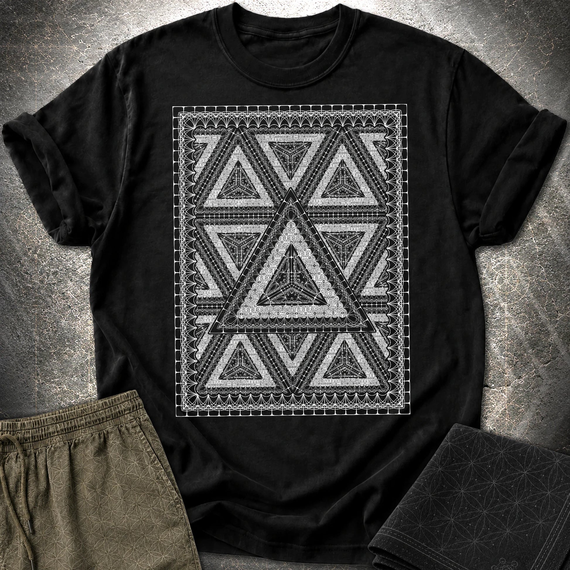 Framed Tetrahedron T-Shirt - Framed Tetrahedron T-Shirt - Black