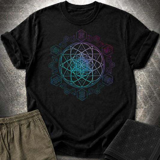 Seed of Life Sacred Geometry Psychedelic Boho T-Shirt - Seed of Life Sacred Geometry Psychedelic Boho T-Shirt - Black