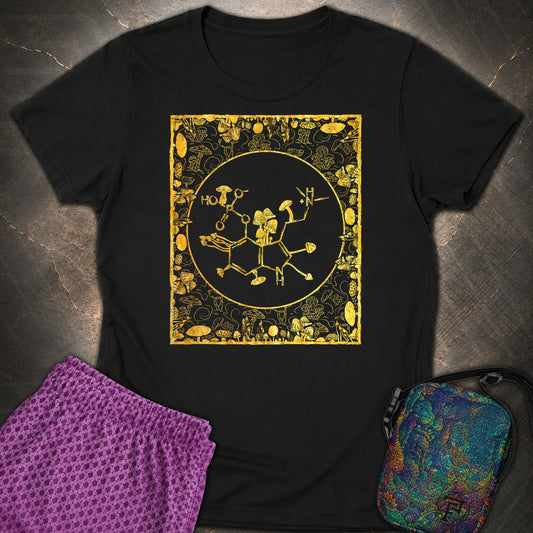 Psilocybin Molecule Mushroom Frame Womens T-Shirt - Psilocybin Molecule Mushroom Frame Womens T-Shirt - Black