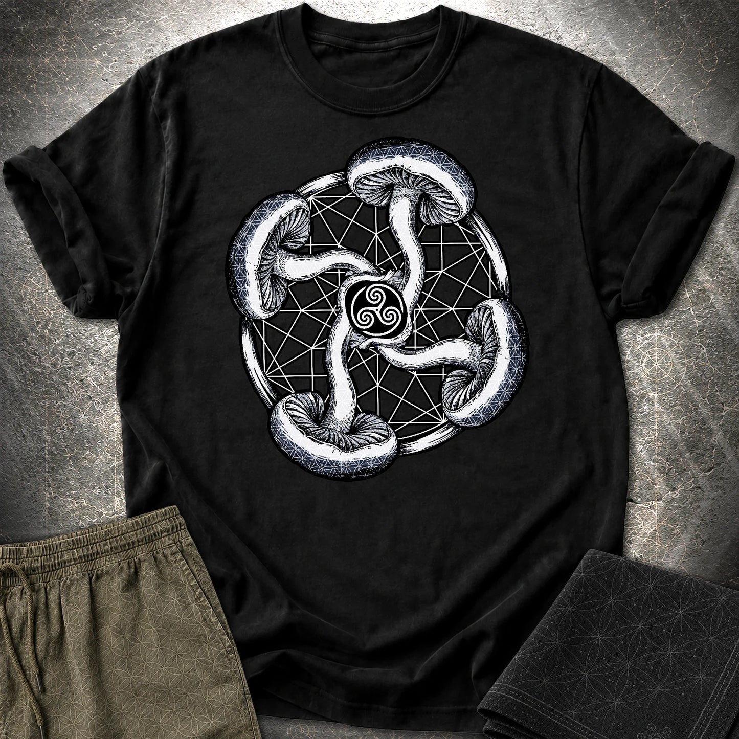 Fungal Flow of the Triskelion T-Shirt - Fungal Flow of the Triskelion T-Shirt - Black