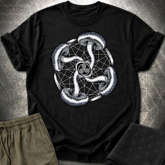 Fungal Flow of the Triskelion T-Shirt - Fungal Flow of the Triskelion T-Shirt - Black