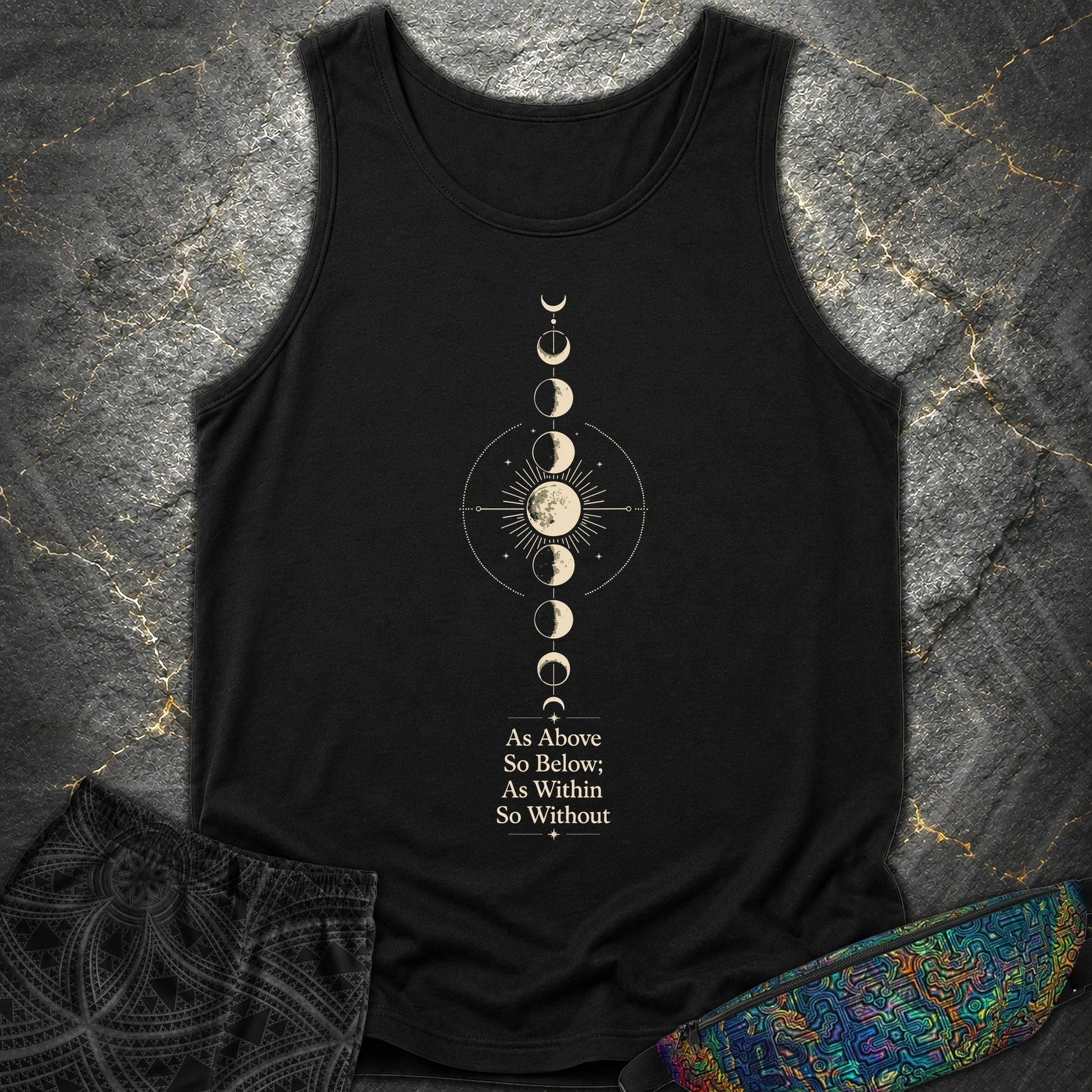 As Above So Below Moon - As Above So Below Moon Comfort Tank Top - Black