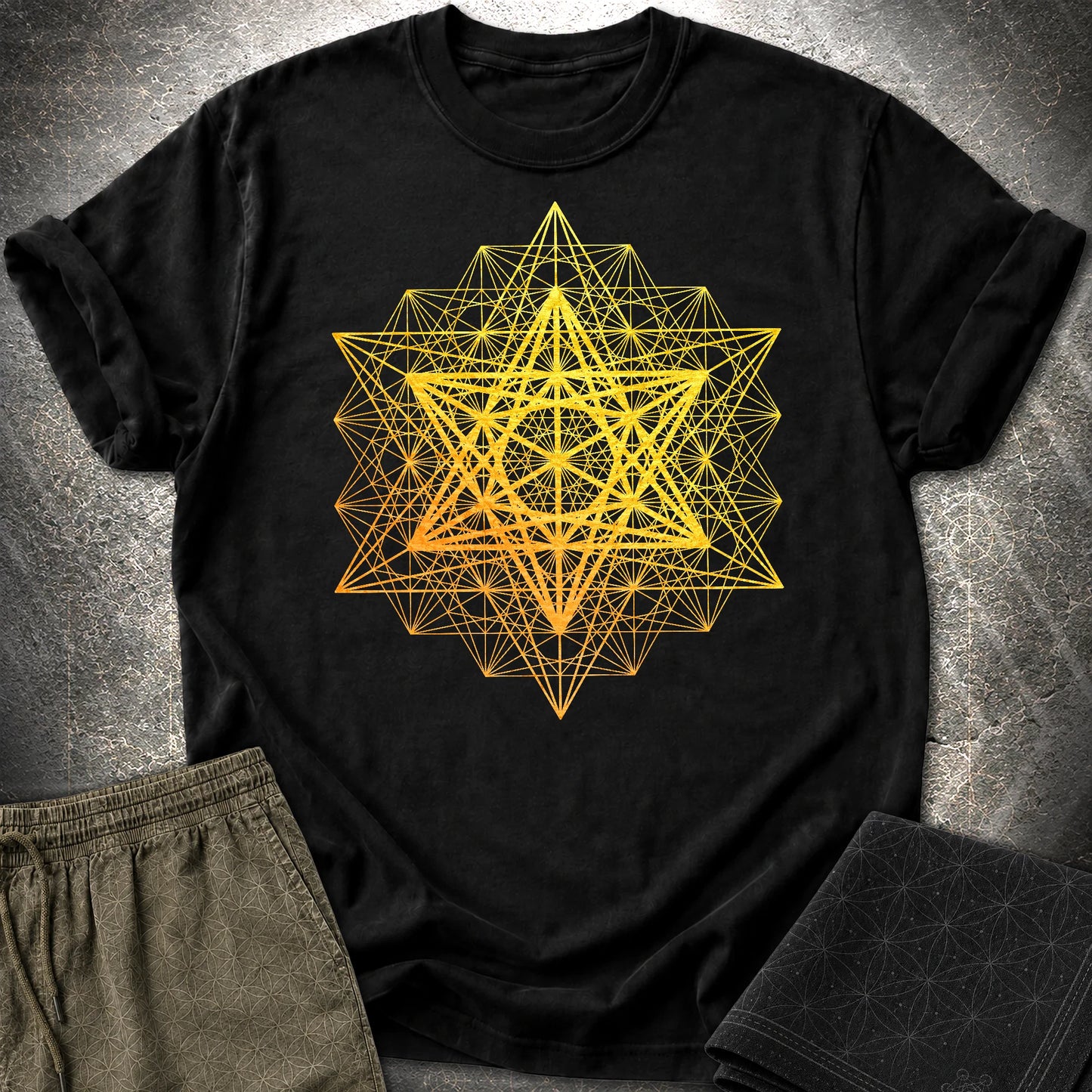 Metatron's Cube Grid T-Shirt - Metatron's Cube Grid T-Shirt - Black