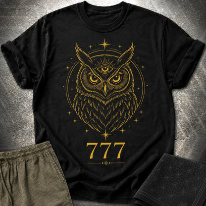 777 Mystic Owl T-Shirt - 777 Mystic Owl T-Shirt - Black