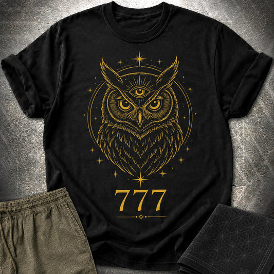 777 Mystic Owl T-Shirt - 777 Mystic Owl T-Shirt - Black
