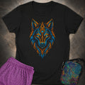 Mystic Tribal Wolf Womens T-Shirt