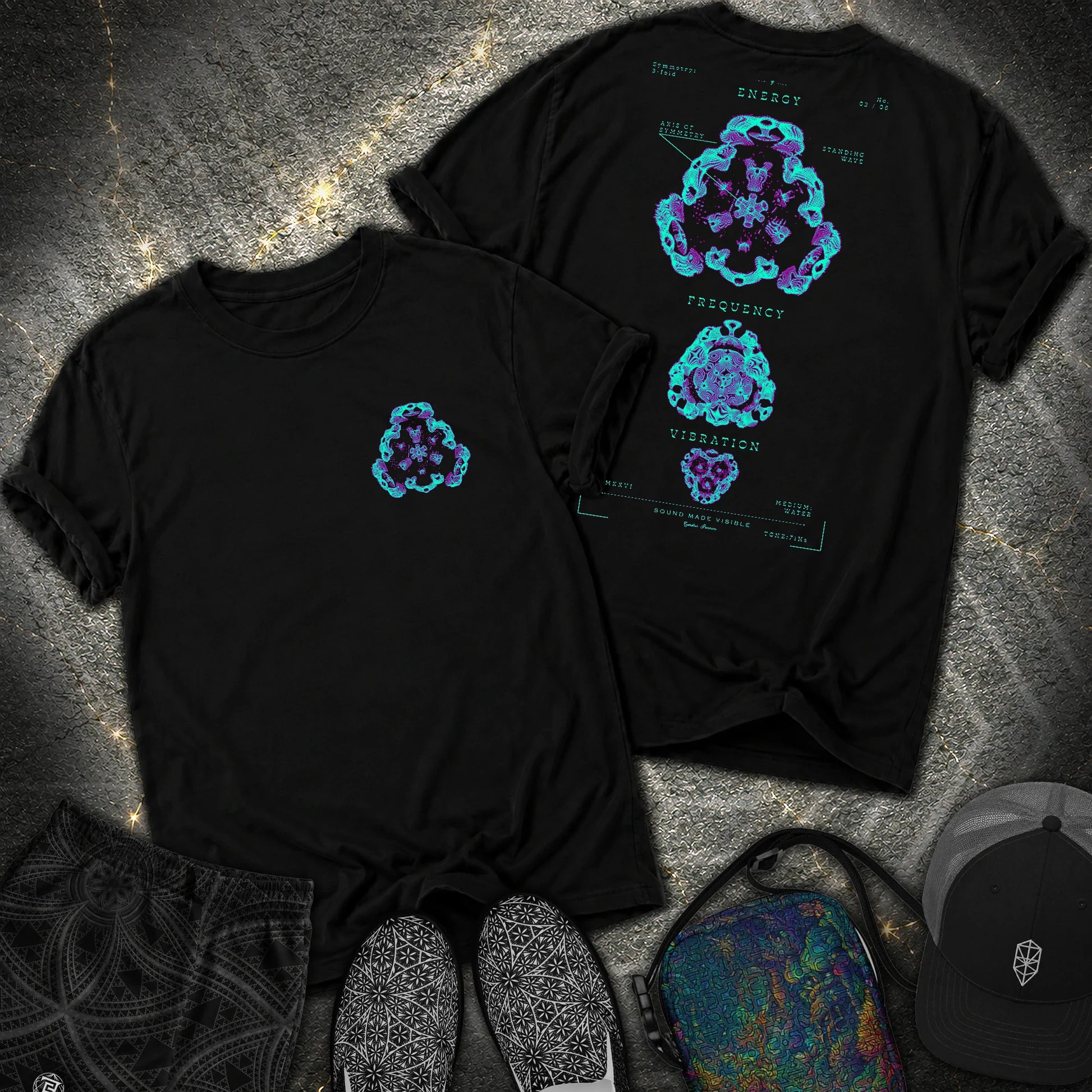 Sound Made Visible Cymatics 02 Comfort 2 Sided Comfort T-Shirt - Sound Made Visible Cymatics 02 Comfort 2 Sided Comfort T-Shirt - Black