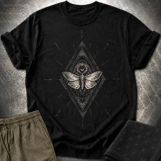 Third Eye Moth T-Shirt, Sacred Geometry Moth Shirt, Mystical Occult Graphic Tee - Third Eye Moth T-Shirt, Sacred Geometry Moth Shirt, Mystical Occult Graphic Tee - Black