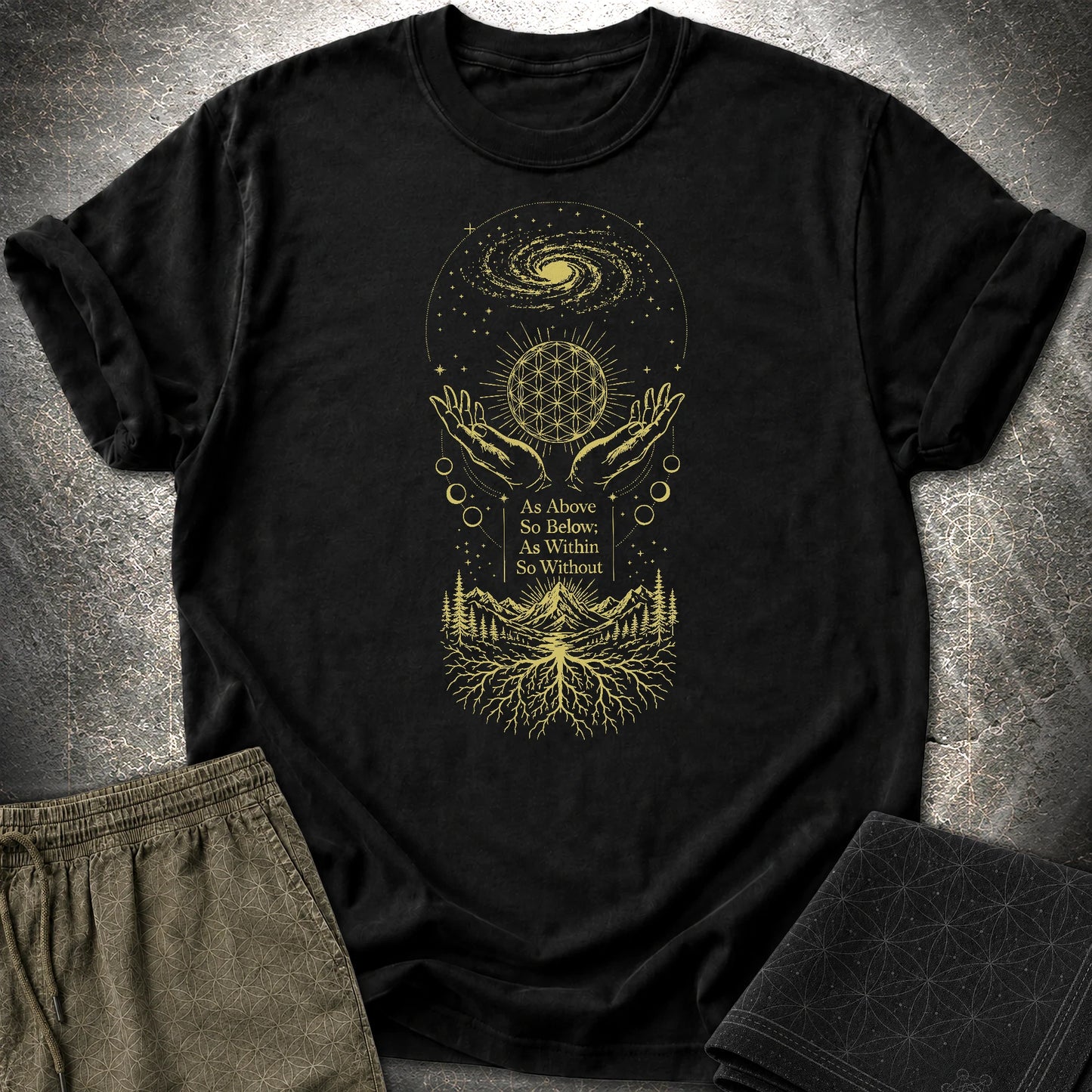 As Above So Below Flower Of Life T-Shirt - As Above So Below Flower Of Life T-Shirt - Black