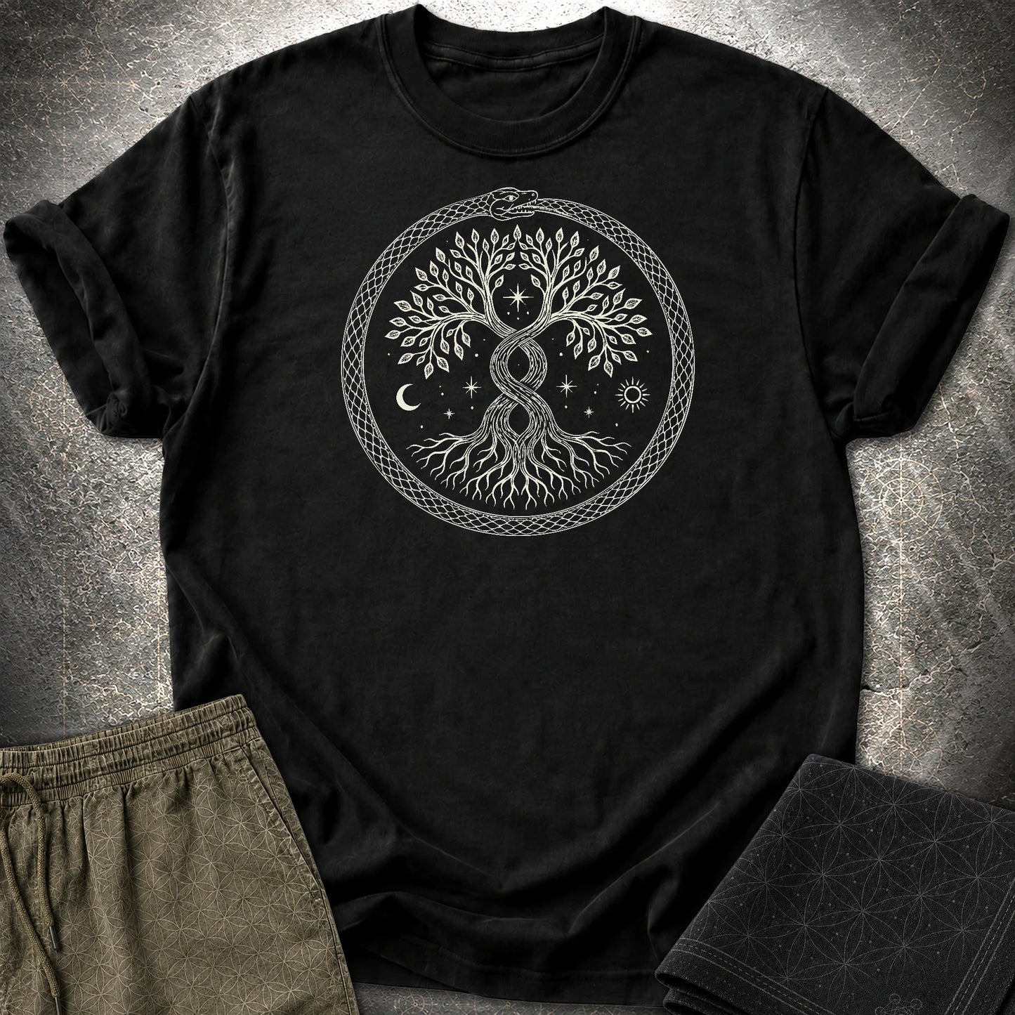 888 Ouroboros Tree T-Shirt - 888 Ouroboros Tree T-Shirt - Black