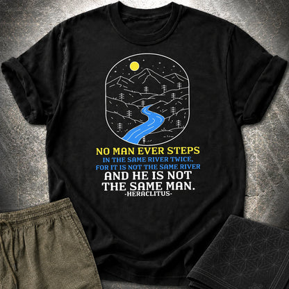 Heraclitus River Quote T-Shirt - Heraclitus River Quote T-Shirt - Black