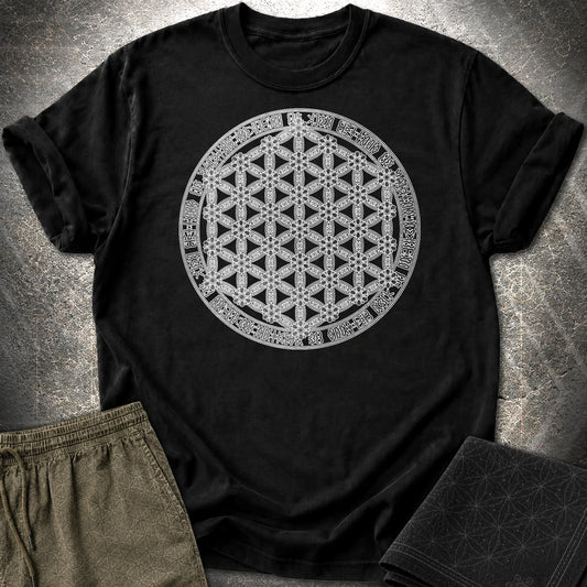 Flower Of Life Foo Lion T-Shirt - Flower Of Life Foo Lion T-Shirt - Black