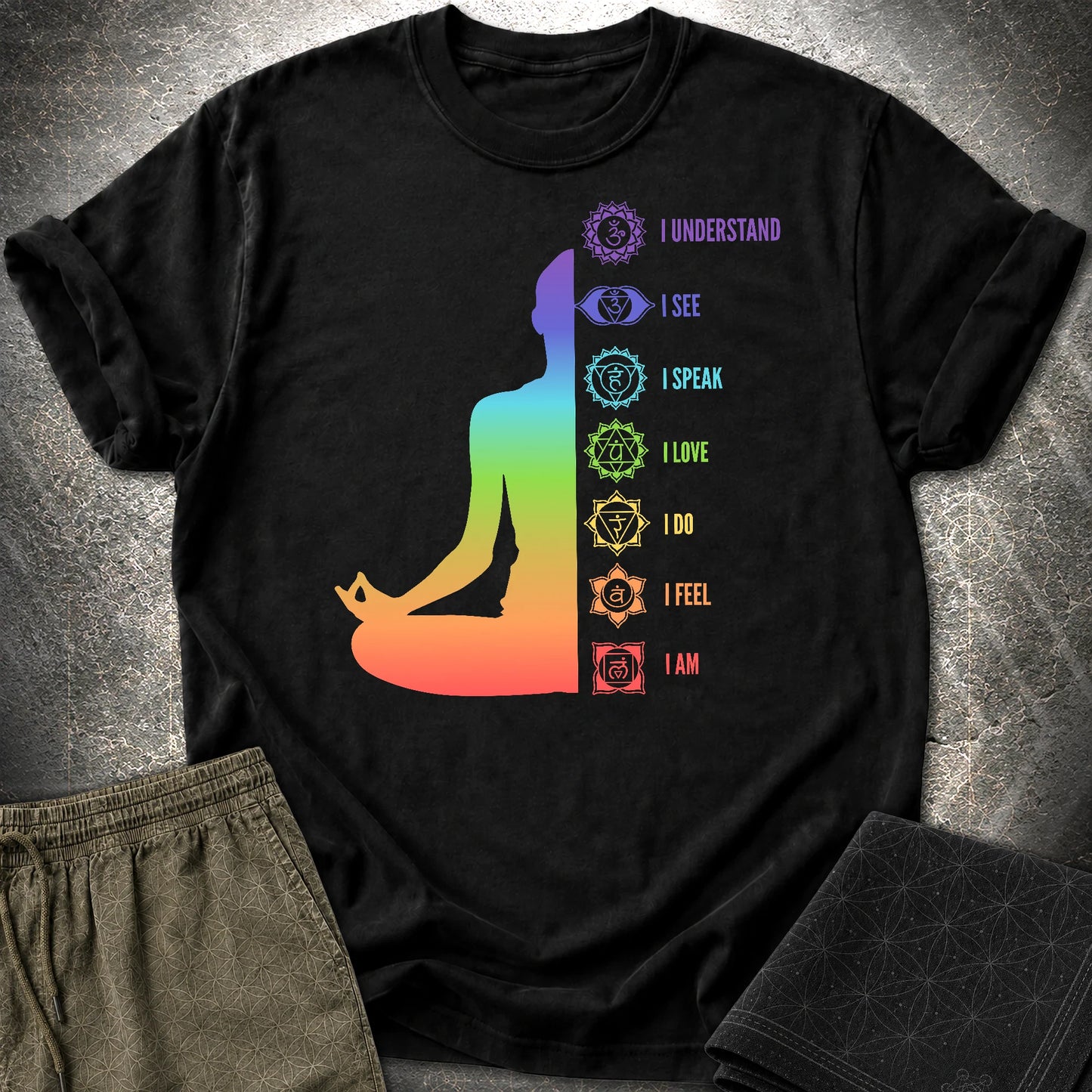 Chakras Meditation T-Shirt - Chakras Meditation T-Shirt - Black