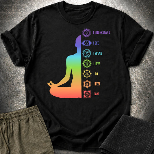 Chakras Meditation T-Shirt - Chakras Meditation T-Shirt - Black