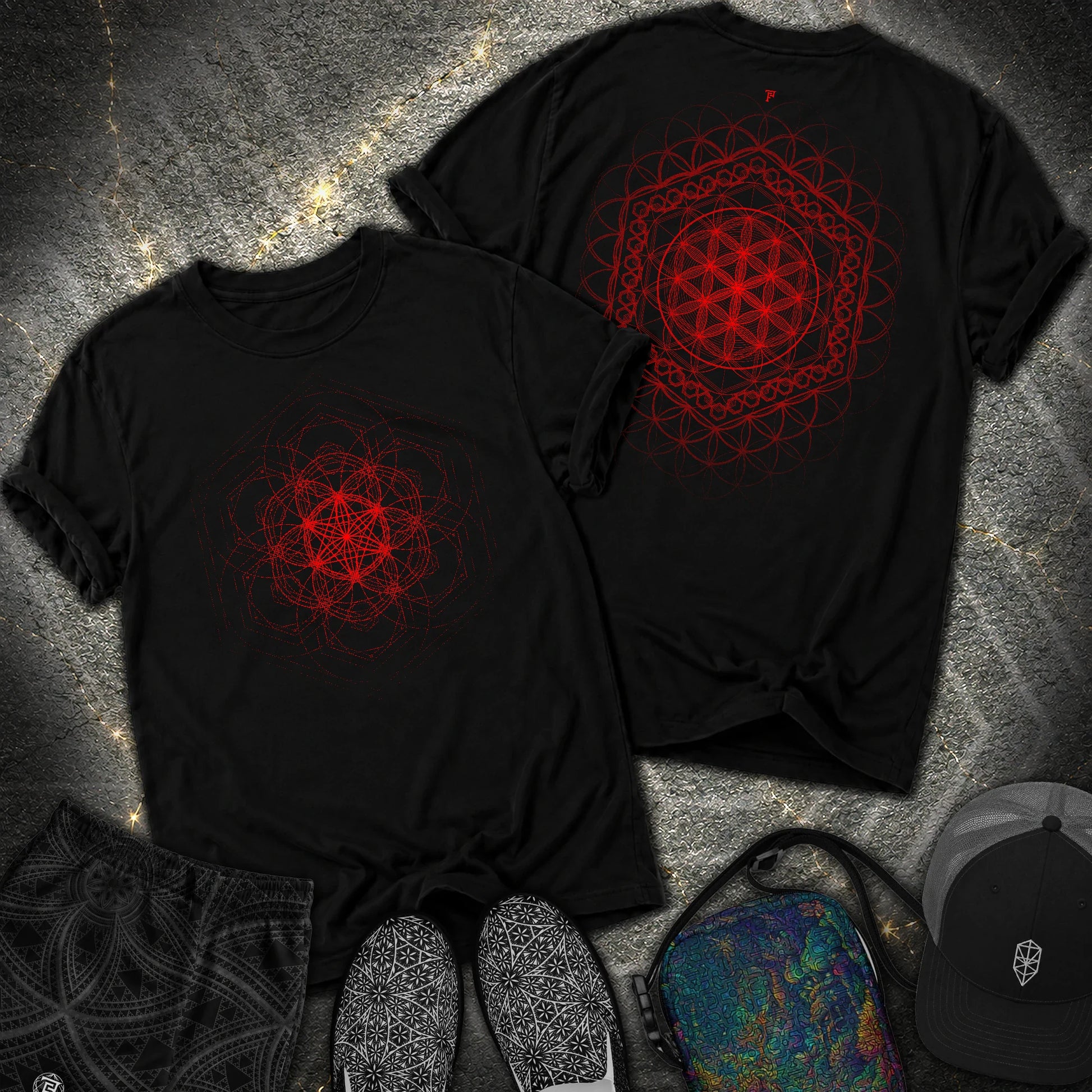 Harmony Flower Grid 2 Sided Comfort T-Shirt - Harmony Flower Grid 2 Sided Comfort T-Shirt - Black