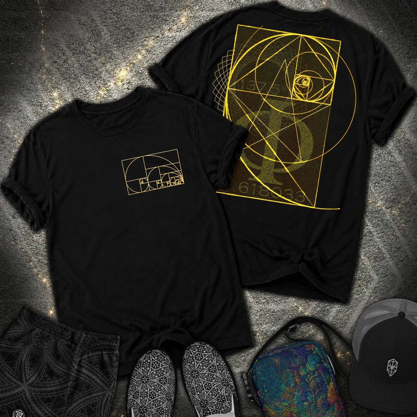 Golden Ratio Spirals 2 Sided T-Shirt - Golden Ratio Spirals 2 Sided Comfort T-Shirt - Black