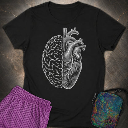 Heart Brain - Heart Brain Womens T-Shirt - Black