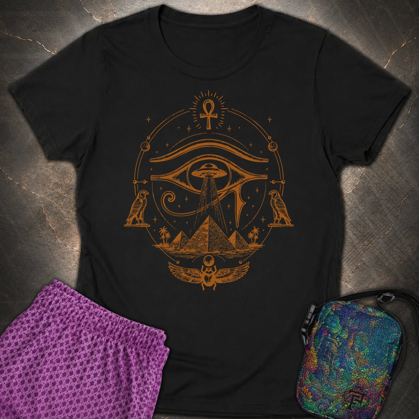 Ancient Eye Over Alien Pyramids - Ancient Eye Over Alien Pyramids Womens T-Shirt - Black