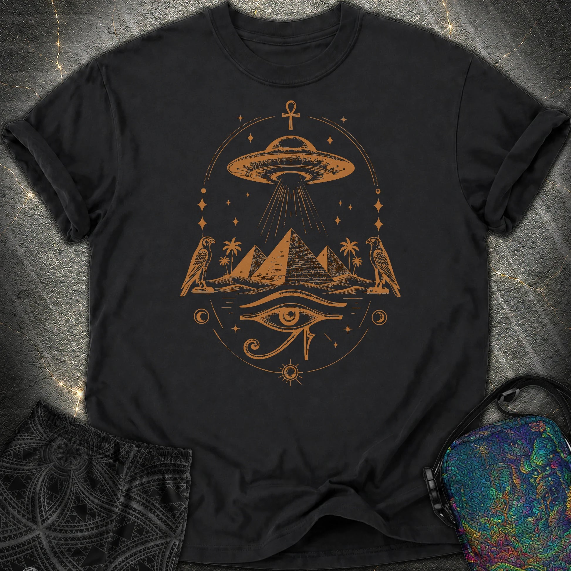 Starship Above the Sacred Pyramids - Starship Above the Sacred Pyramids Comfort T-Shirt - Black