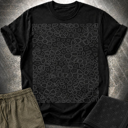 Topographic Contour Optical Illusion Psychedelic Pattern T-Shirt - Topographic Contour Optical Illusion Psychedelic Pattern T-Shirt - Black