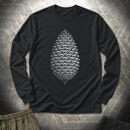All Seeing Pinecone Long Sleeve Shirt showing front artwork