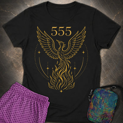 555 Angel Number Rebirth Womens T-Shirt - 555 Angel Number Rebirth Womens T-Shirt - Black