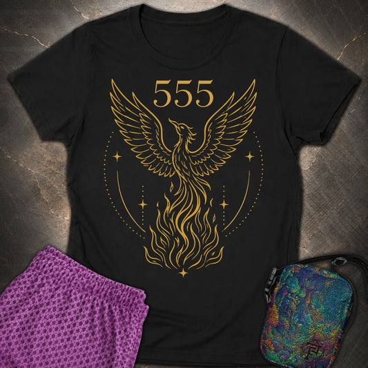 555 Angel Number Rebirth Womens T-Shirt - 555 Angel Number Rebirth Womens T-Shirt - Black