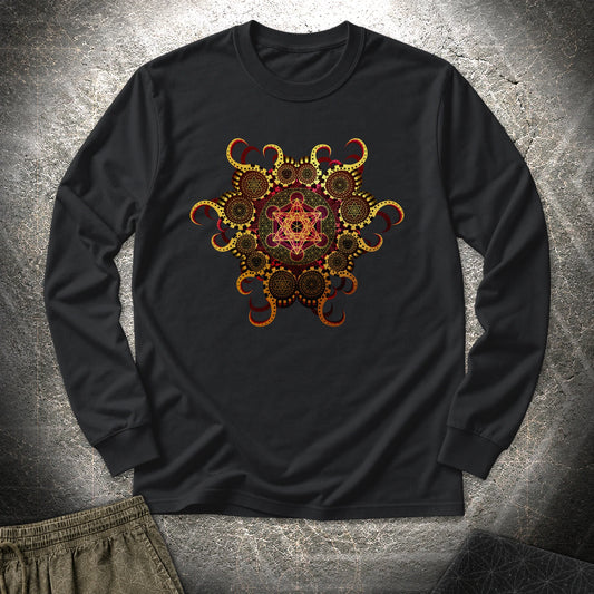 Organic Metatron Long Sleeve Shirt showing front artwork