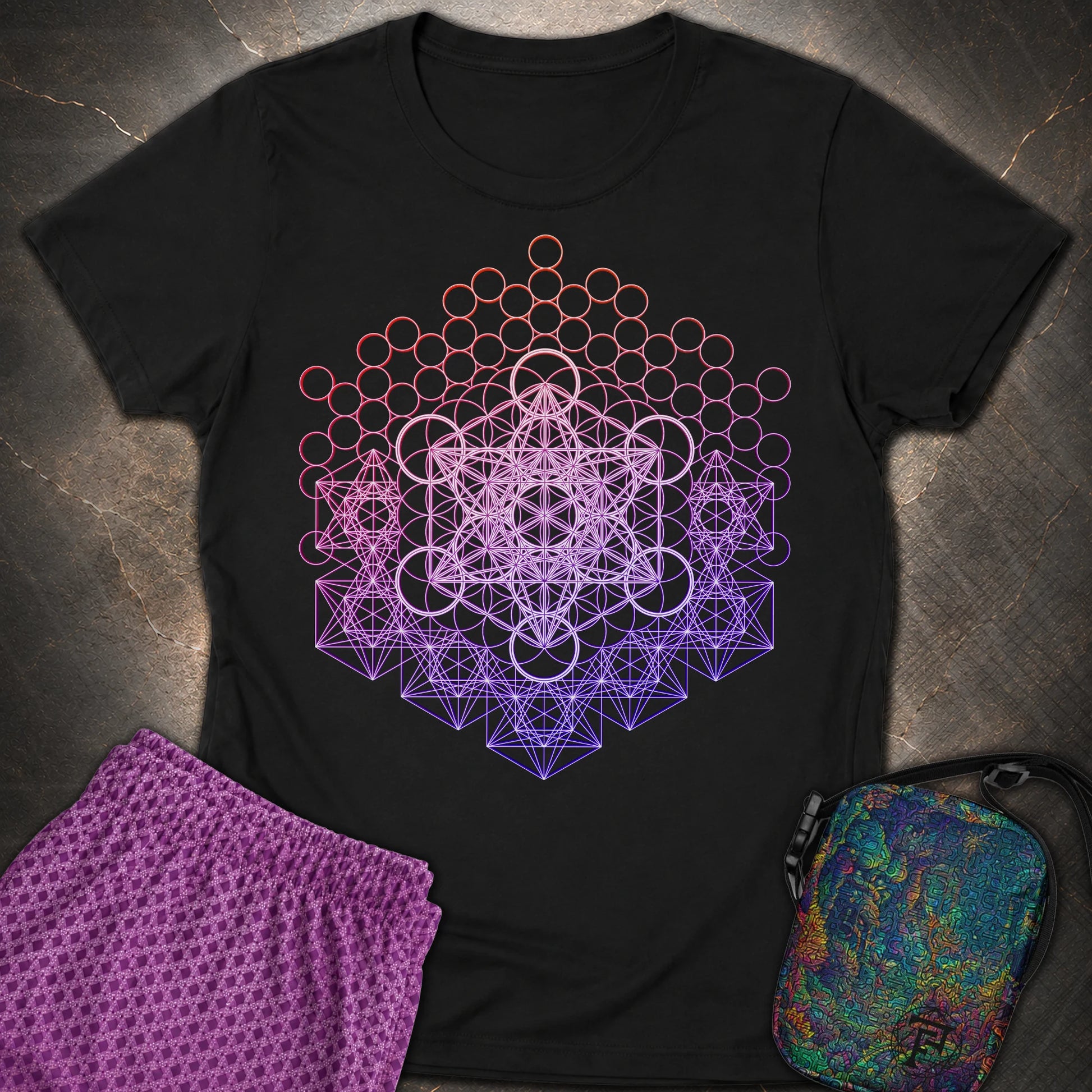 Metatron And Flower Connection - Metatron And Flower Connection Women's T-Shirt - Black