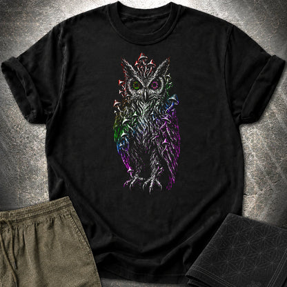 Trippy Mushroom Owl T-Shirt - Trippy Mushroom Owl T-Shirt - Black