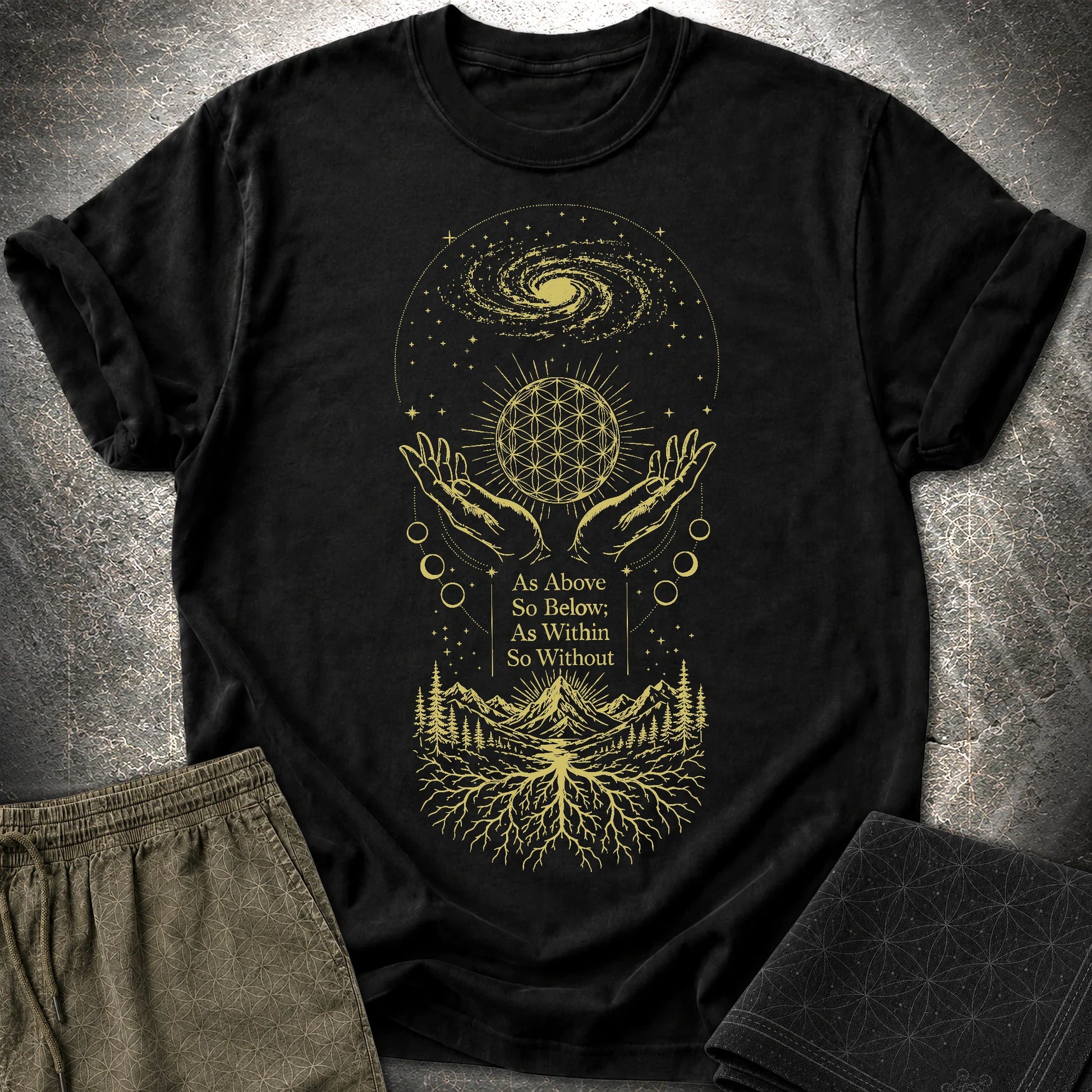 As Above So Below Flower Of Life - As Above So Below Flower Of Life T-Shirt - Black
