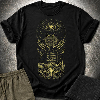 As Above So Below Flower Of Life - As Above So Below Flower Of Life T-Shirt - Black