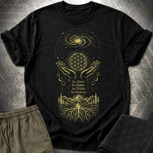 As Above So Below Flower Of Life - As Above So Below Flower Of Life T-Shirt - Black