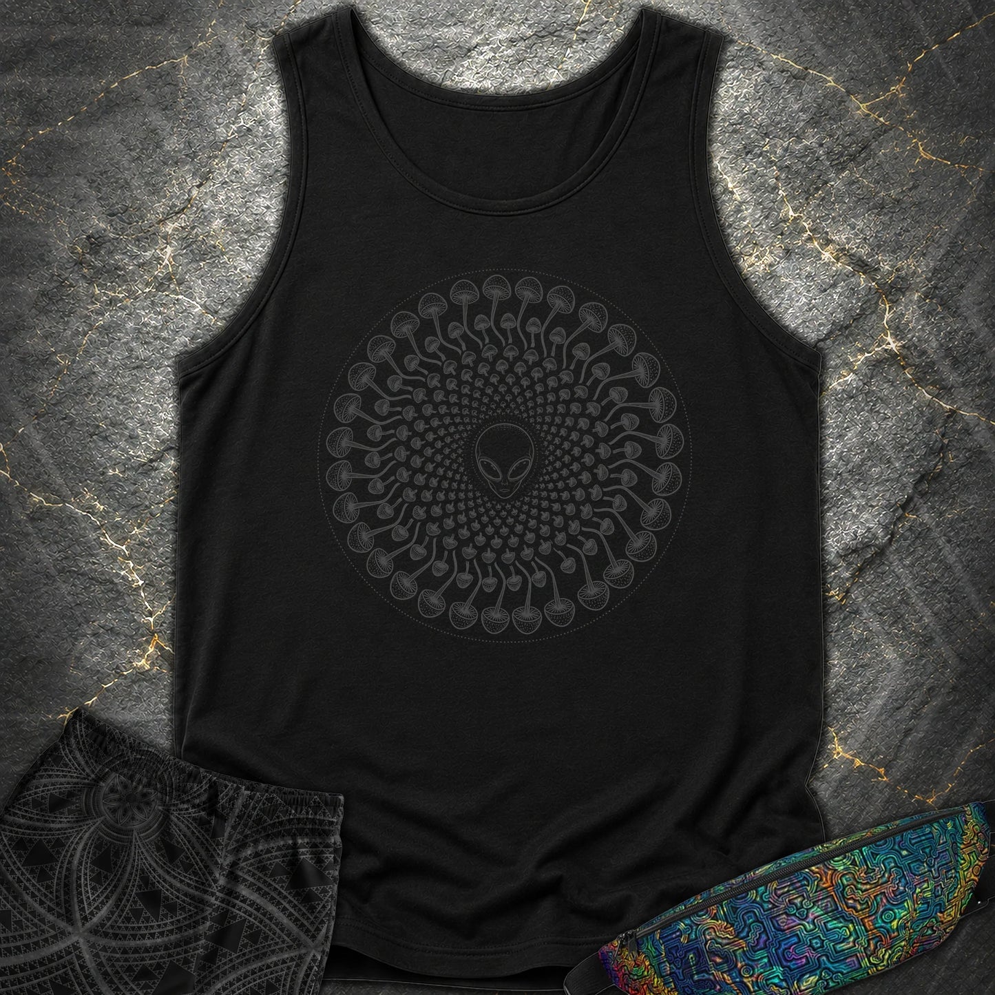 Alien Mushroom Spiral Comfort Tank - Alien Mushroom Spiral Comfort Tank - Black