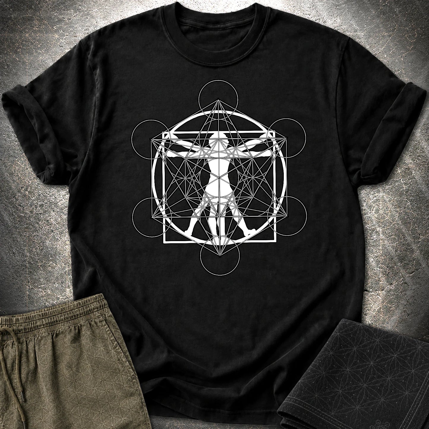 Vitruvian Man Metatron T-Shirt - Vitruvian Man Metatron T-Shirt - Black