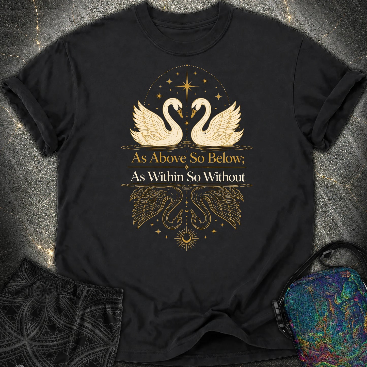 As Above So Below Swans Comfort T-Shirt - As Above So Below Swans Comfort T-Shirt - Black