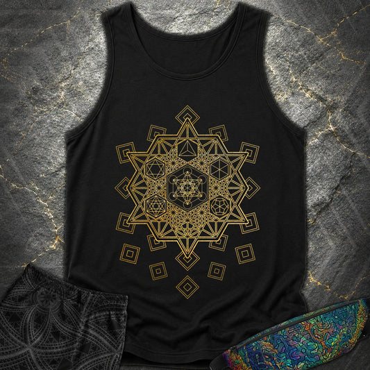 Metatron and Platonic Solids T-Shirt - Metatron and Platonic Solids Comfort Tank Top - Black