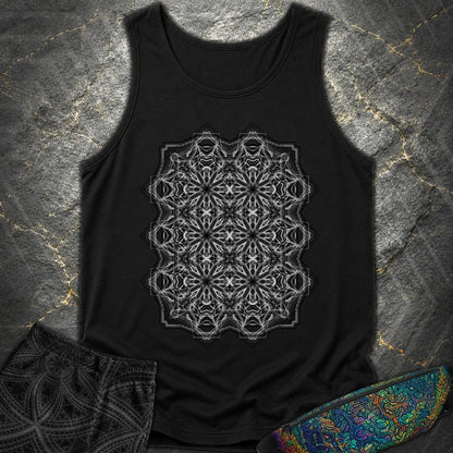 Monochrome Geometric Nexus - Monochrome Geometric Nexus Comfort Tank Top - Black