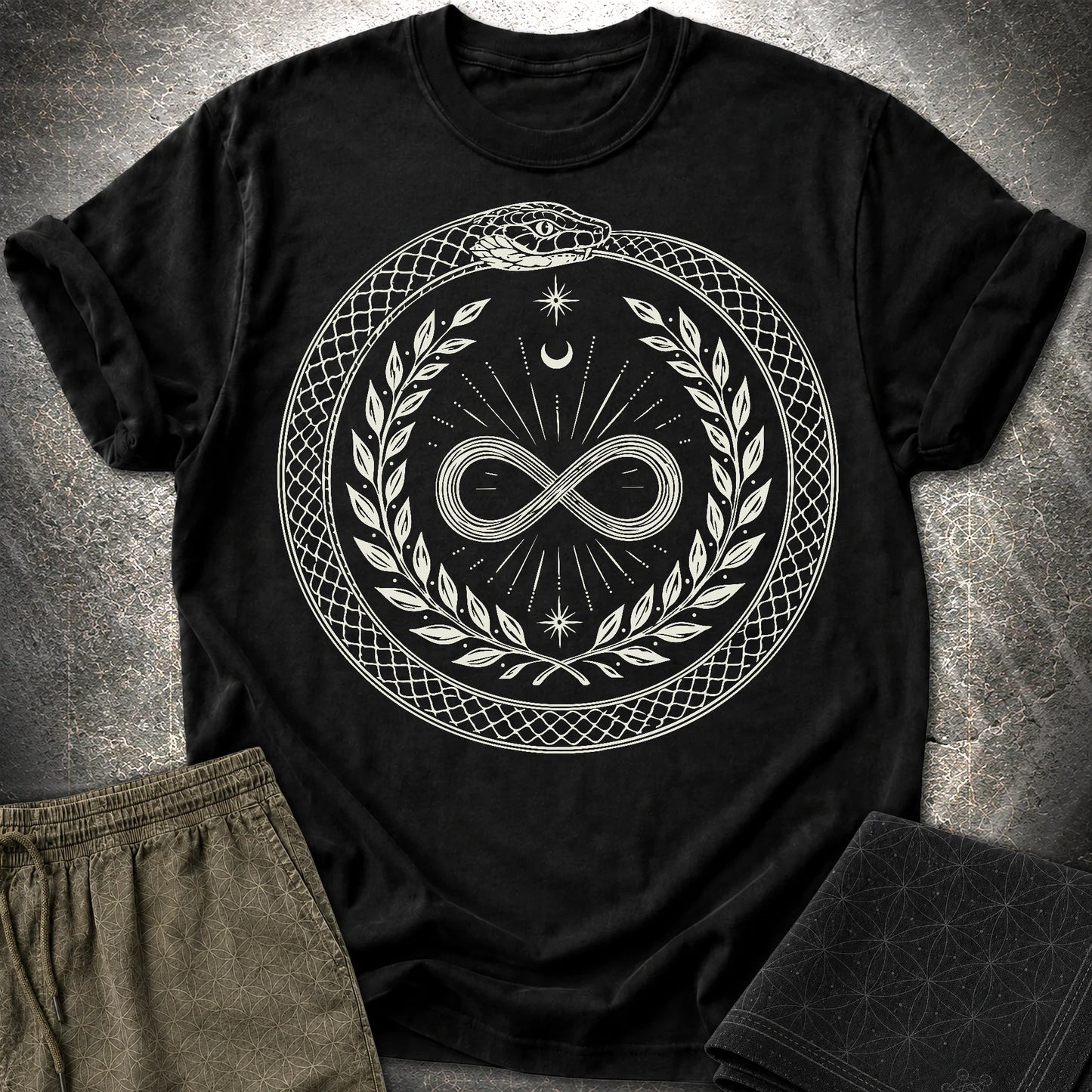 888 Ouroboros Infinity Unisex T-Shirt - 888 Ouroboros Infinity Unisex T-Shirt - Black