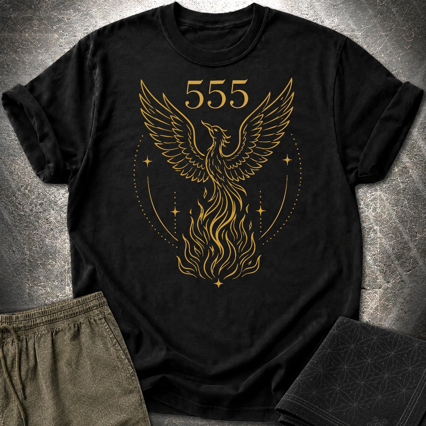 555 Angel Number Rebirth T-Shirt - 555 Angel Number Rebirth T-Shirt - Black